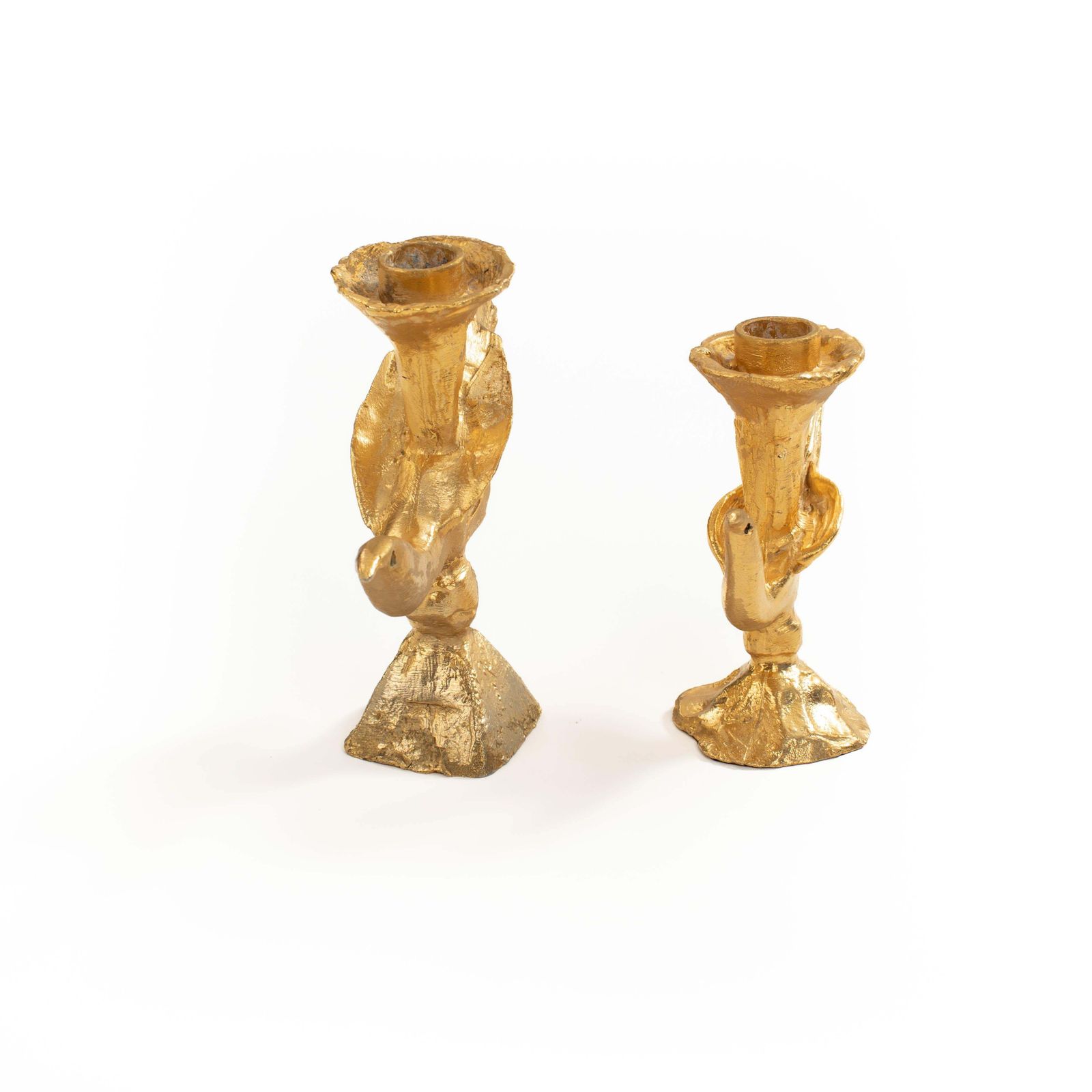 Pair Of French Gilded Bronze Candlesticks By Pierre Casenove For Fondica, 1980s photo 2786.0
