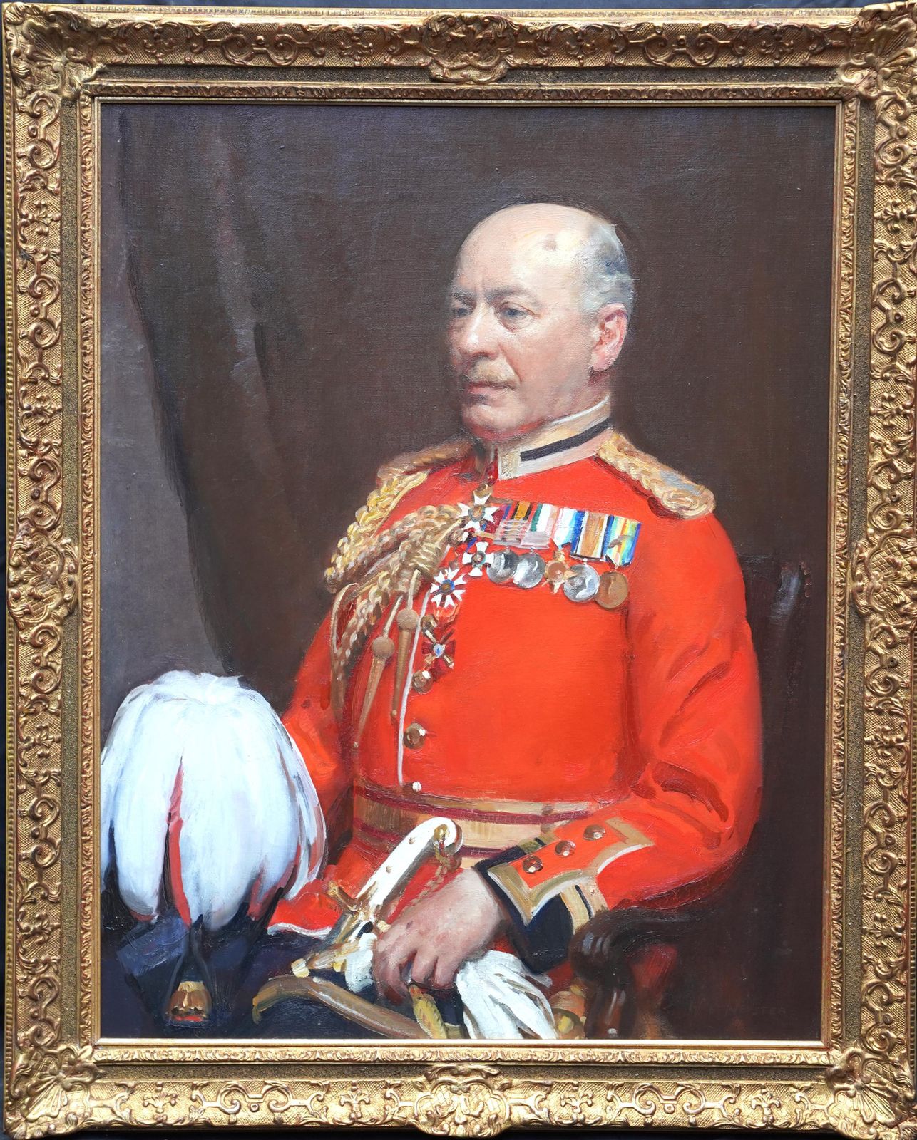 photo vinterior Portrait Of A British Army General In Uniform   British Exh. Art Oil Painting