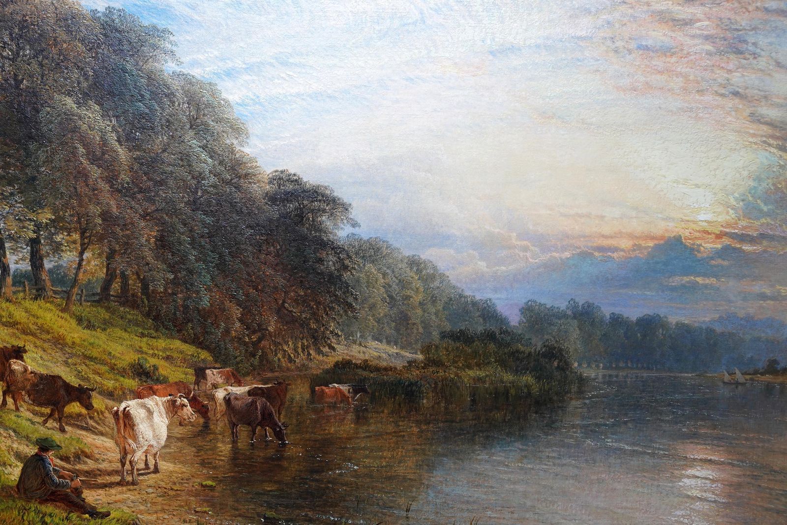 photo vinterior Evening On Banks Of River Trent Wilford Nr Nottingham Landscape Oil Painting