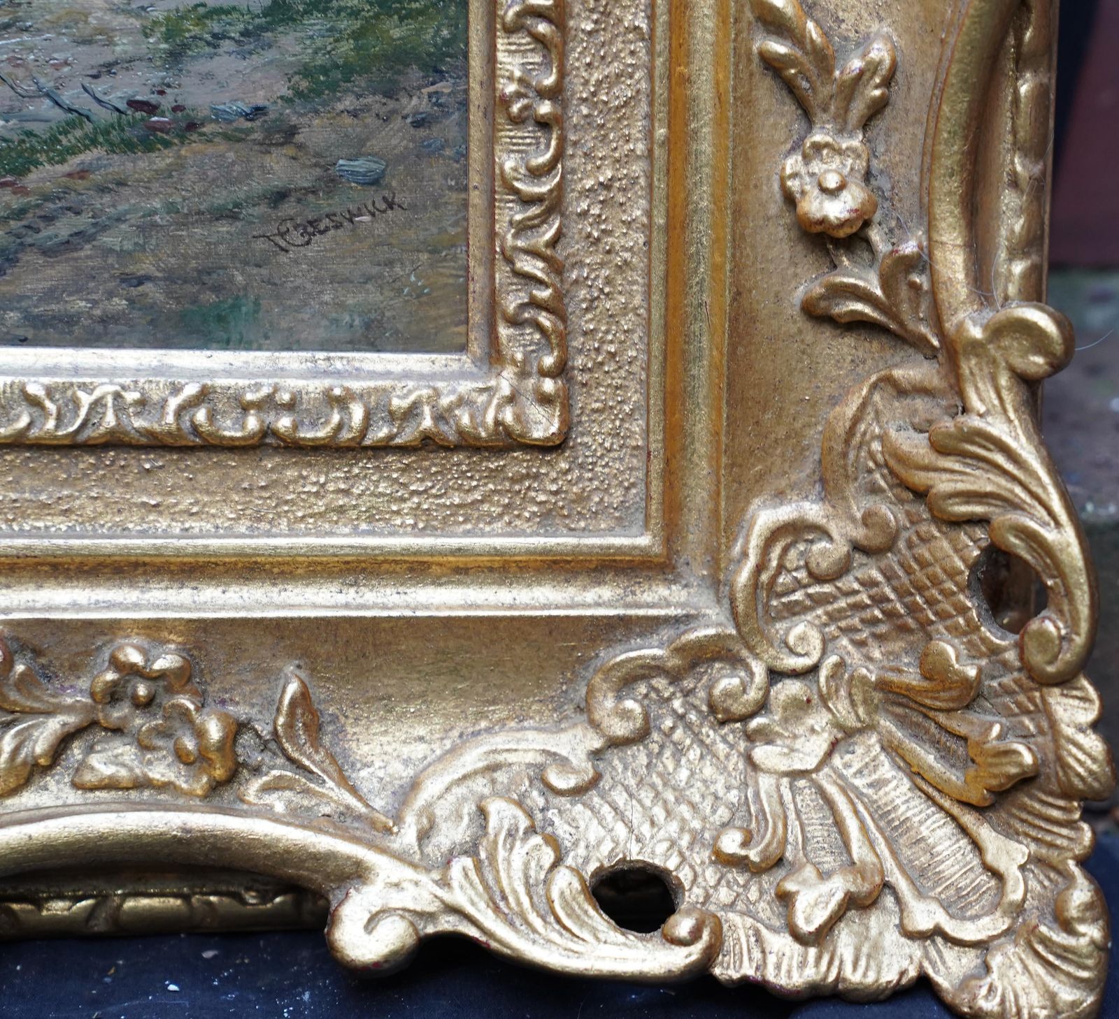 photo vinterior The Ford   British Old Master Exhib. Landscape Art Oil Painting Figures Animals