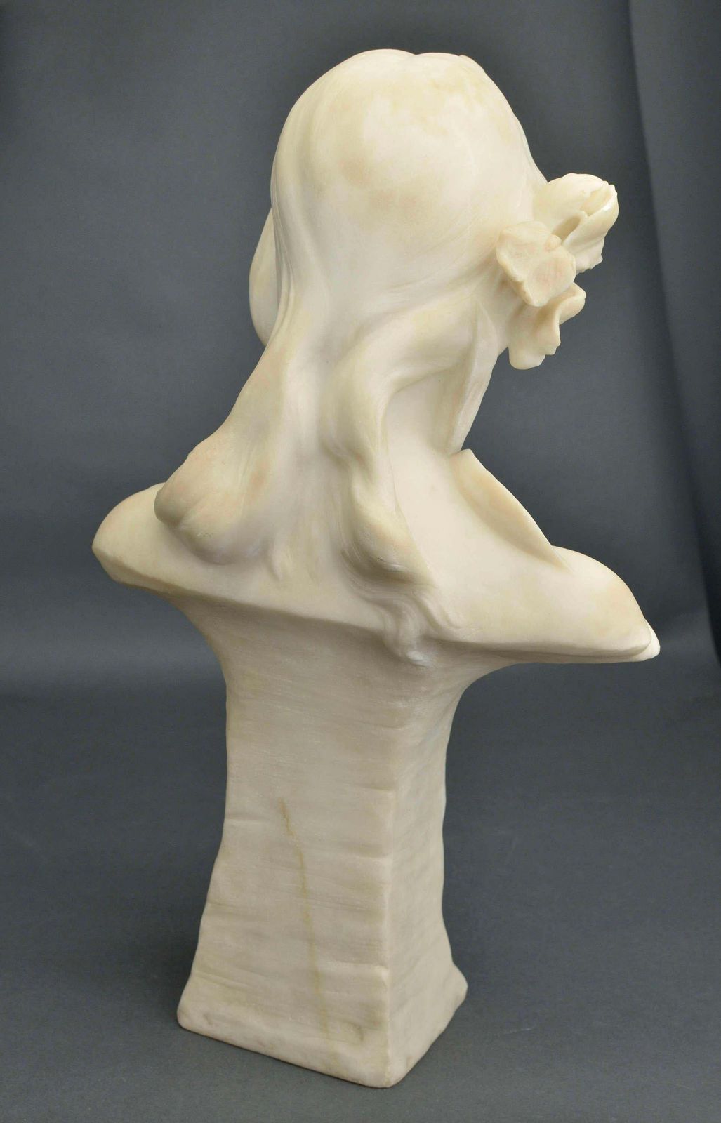 Irises In Hair. Carrara Marble Bust By Georges C. Coudray. Signed. photo buy