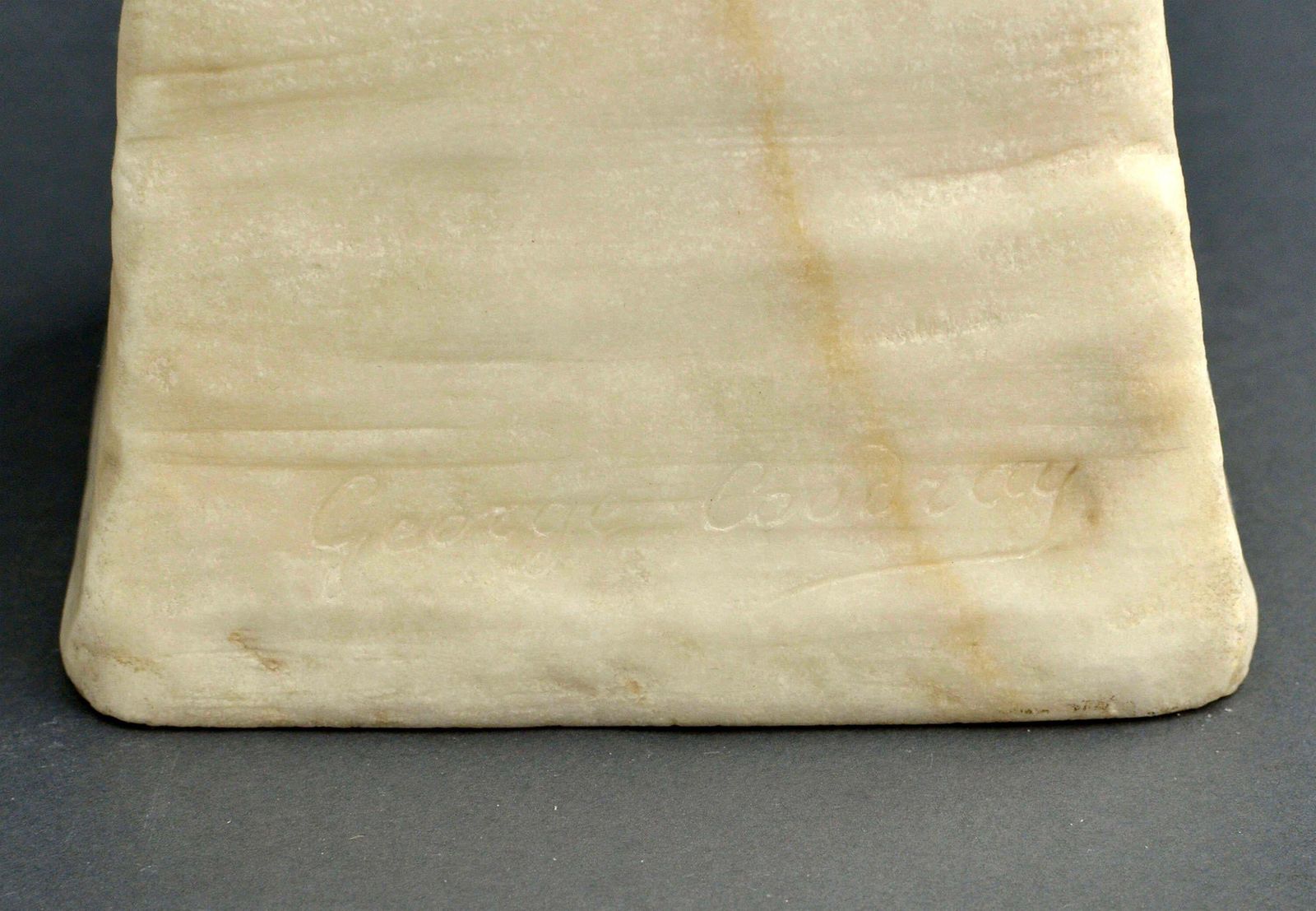 Irises In Hair. Carrara Marble Bust By Georges C. Coudray. Signed. photo vintage