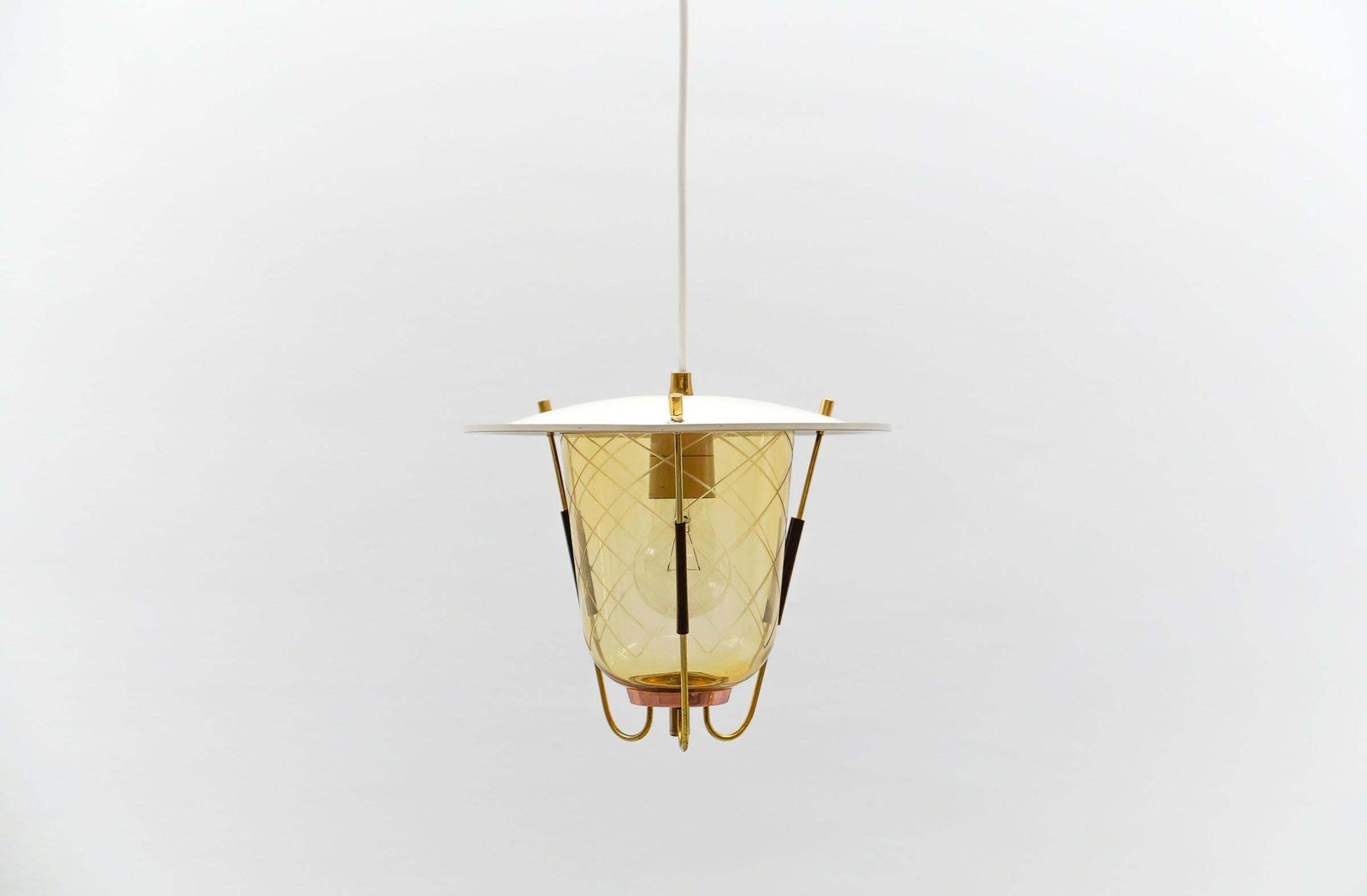 Lovely Mid Century Modern Ceiling Lamp In Copper, Brass And Glass, 1950s photo 1088.0
