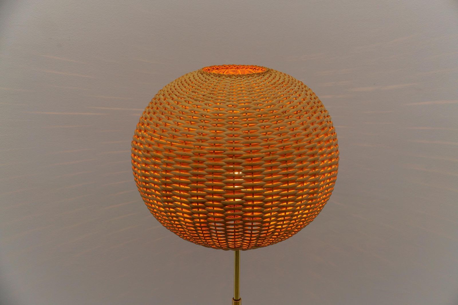 photo for sale Mid Century Modern Floor Lamp In Brass And Teak From Temde, 1960s Switzerland