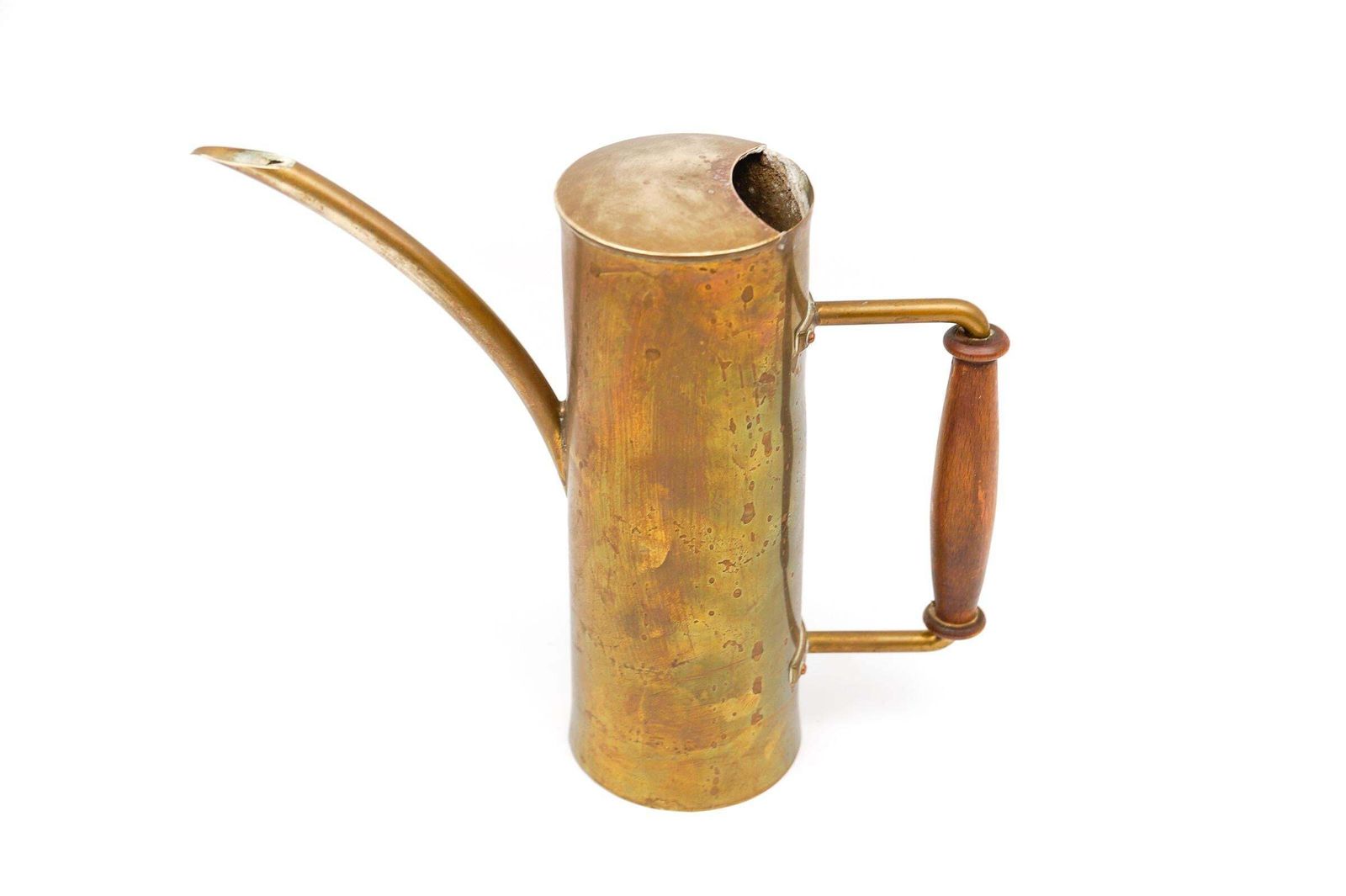 Rare Bauhaus Brass And Wood Watering Can, 1950s Germany photo Garden Decor