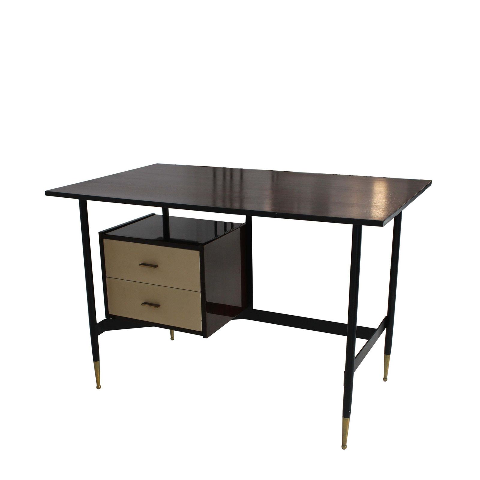 Mid Century Rosewood Desk With White Lacquered Drawers, Italy, 1950. photo furniture