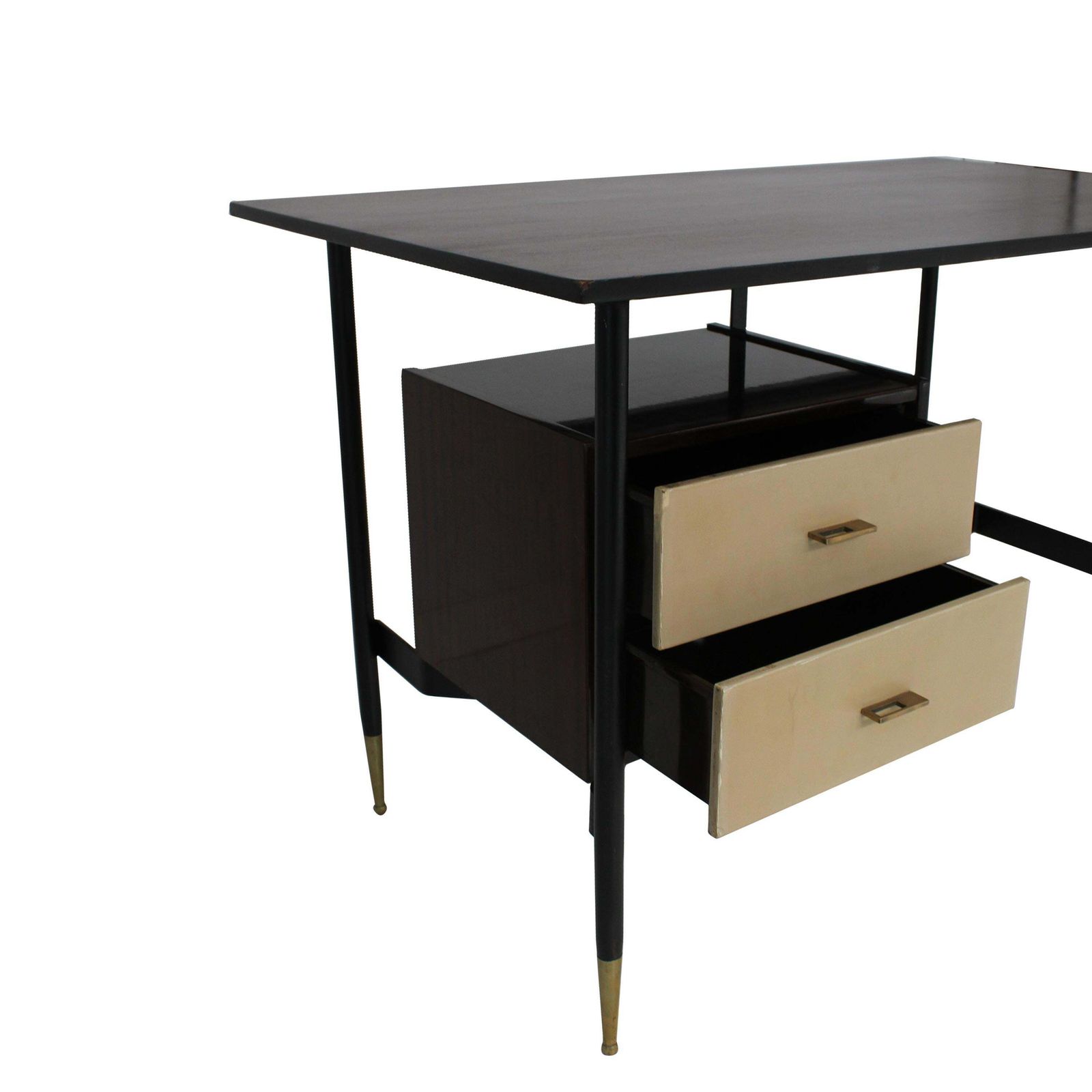 Mid Century Rosewood Desk With White Lacquered Drawers, Italy, 1950. photo vinterior