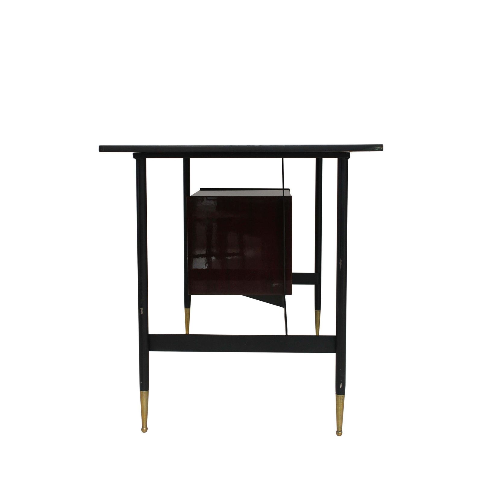Mid Century Rosewood Desk With White Lacquered Drawers, Italy, 1950. photo vintage