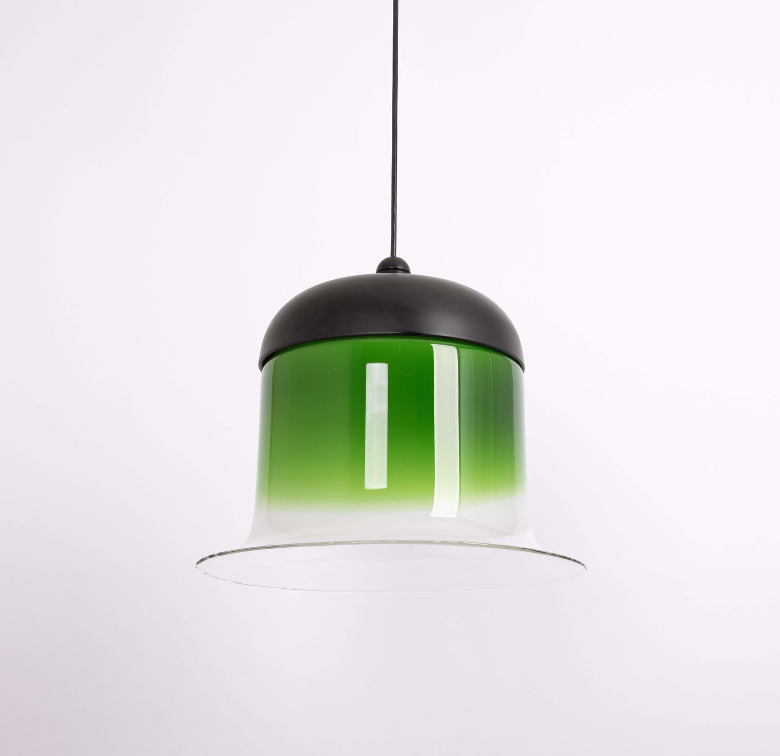 Grote glazen hanglamp in groen-wit, Peill & Putzler, Duitsland, jaren 1970 photo 1436.0