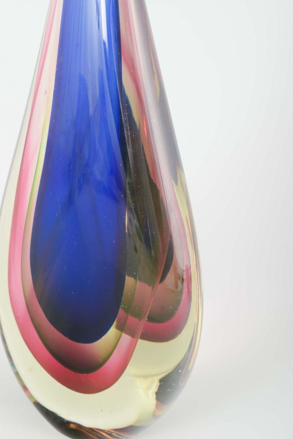 Murano. Organic Sculpture With Teardrop Form In Layered Glass. 1960s photo for sale