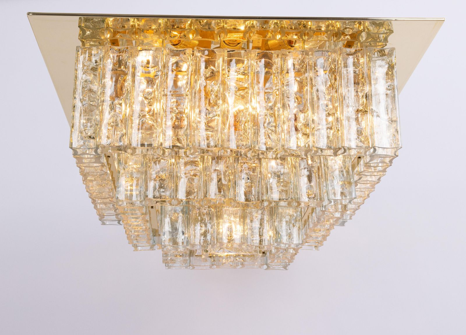 Grote Murano glazen plafondlamp met messing, Doria, Duitsland, ca. jaren 1960 photo buy