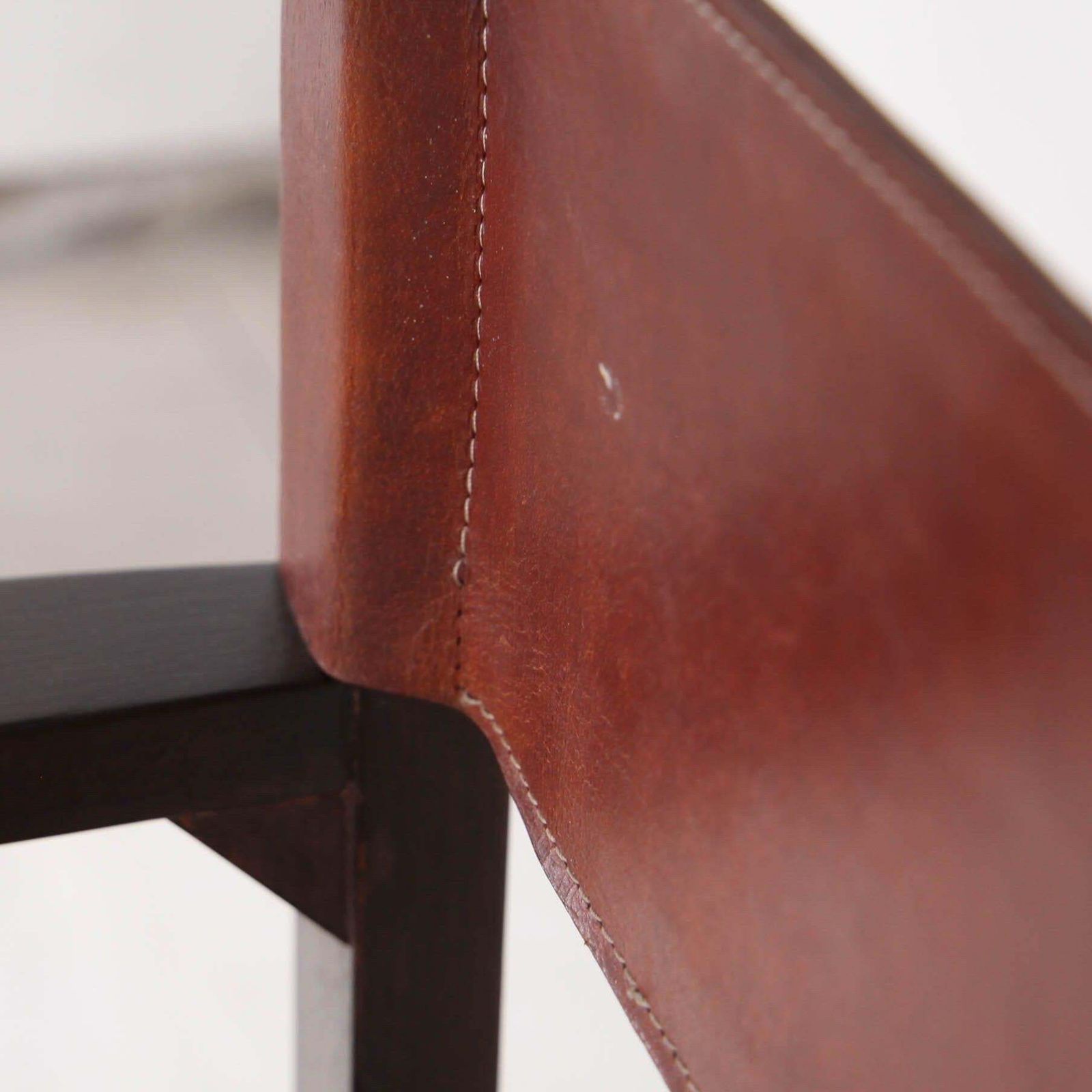 Pair Of Leather And Wood Armchairs photo 2538.0