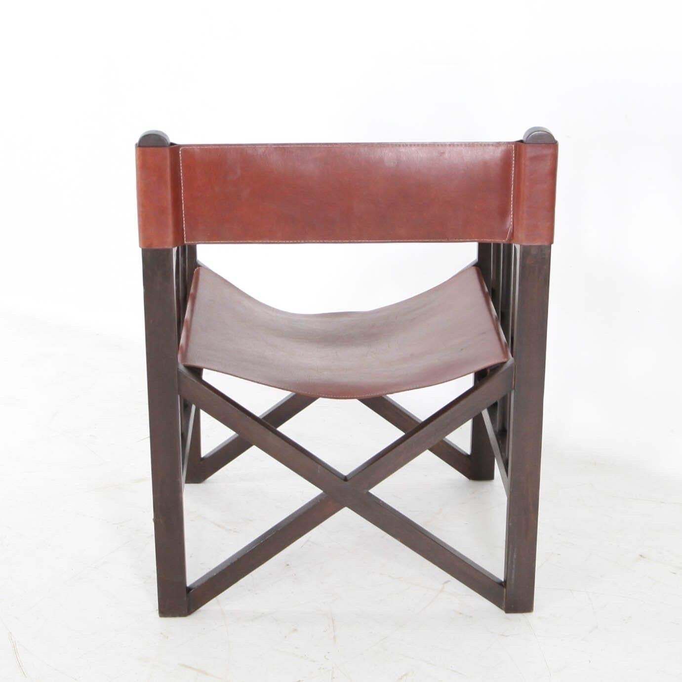 photo buy Pair Of Leather And Wood Armchairs