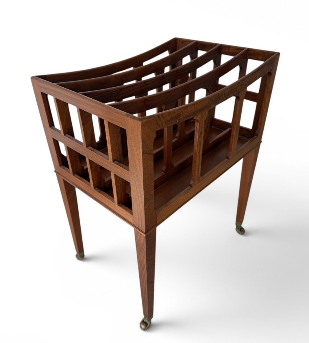 William Tillman George III Style Flame Mahogany Canterbury Magazine Rack, England, Late 20th Century photo buy