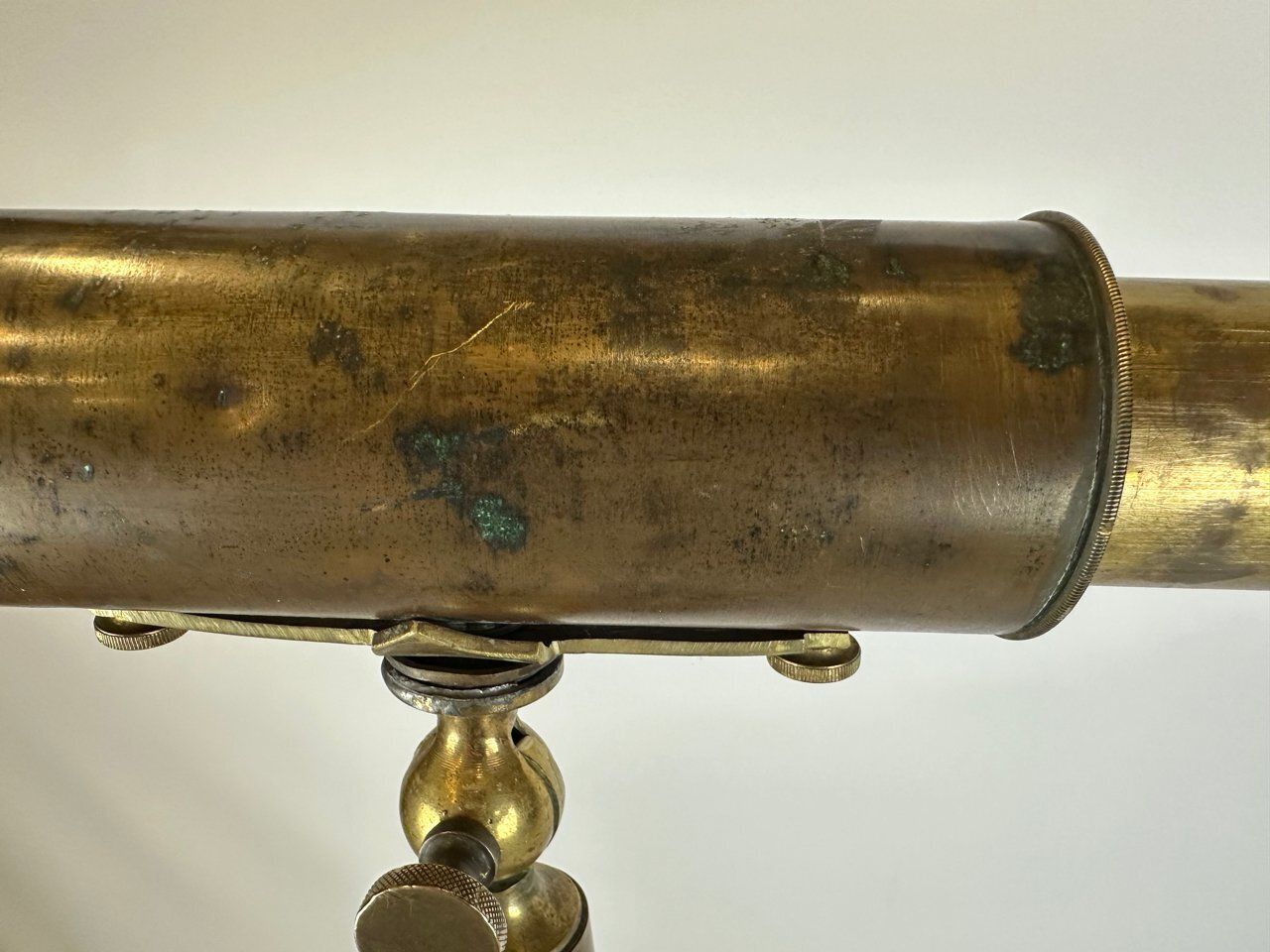 Antique French Brass Tripod Telescope, 1950s photo for sale