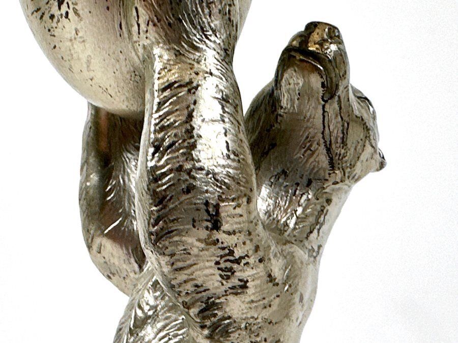photo furniture Antique Silver Plated Standing Bear Candleholders From Wmf, 1907, Set Of 2