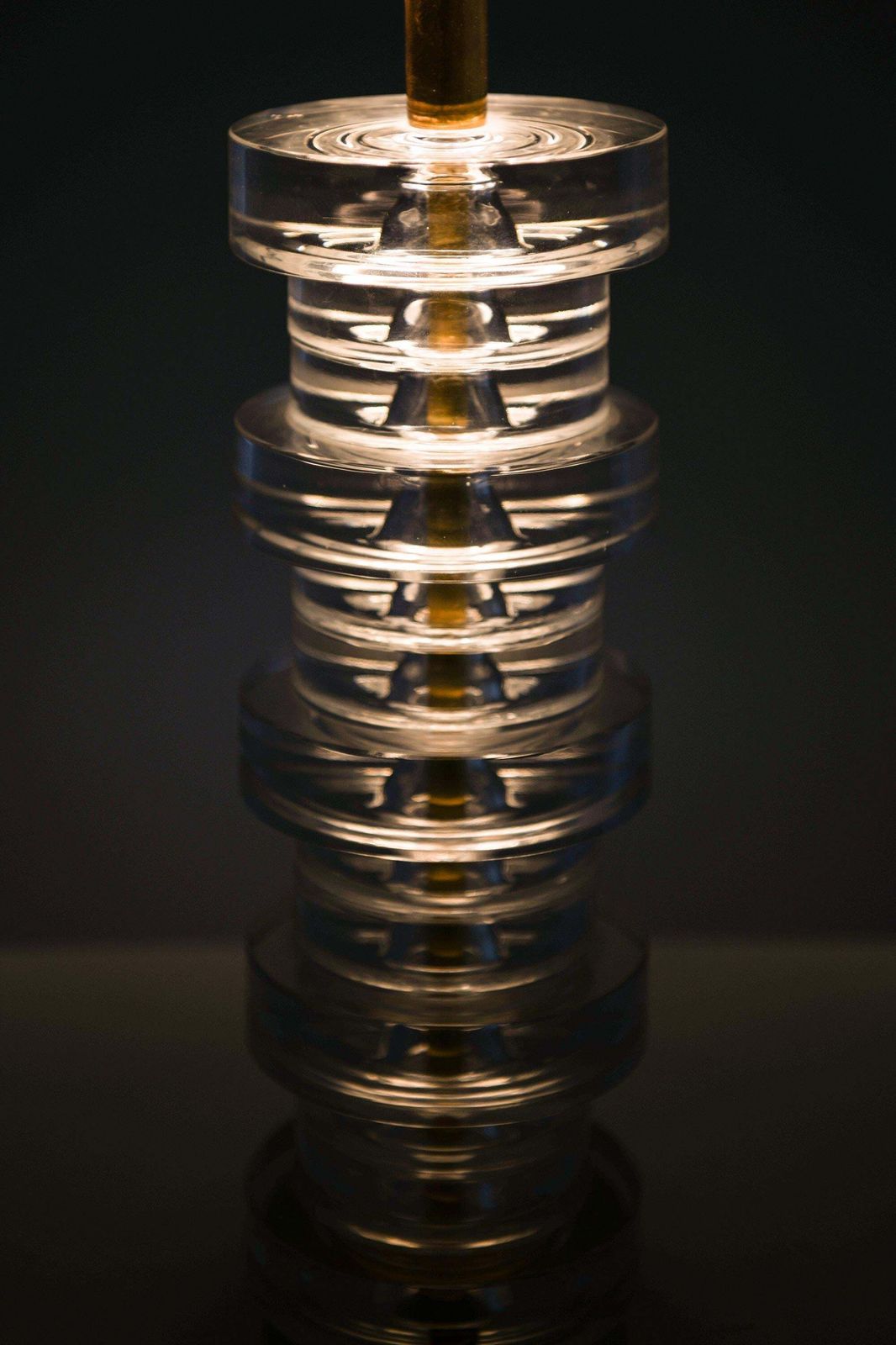 Table Lamp In Brass And Glass By Carl Fagerlund, 1960s photo vintage