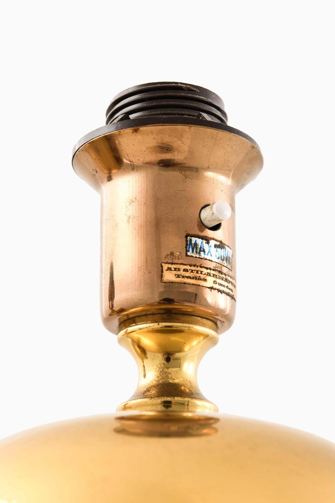 Pair Of Golden Table Lamps In Brass By Henrik Blomqvist, 1960s photo for sale