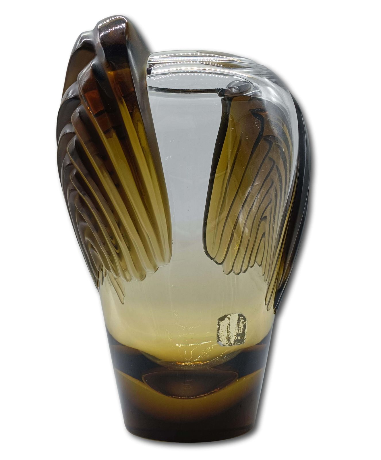 Marie Claude Lalique For Lalique Paris Amber Crystal Vase "Marrakech," 1970s photo furniture