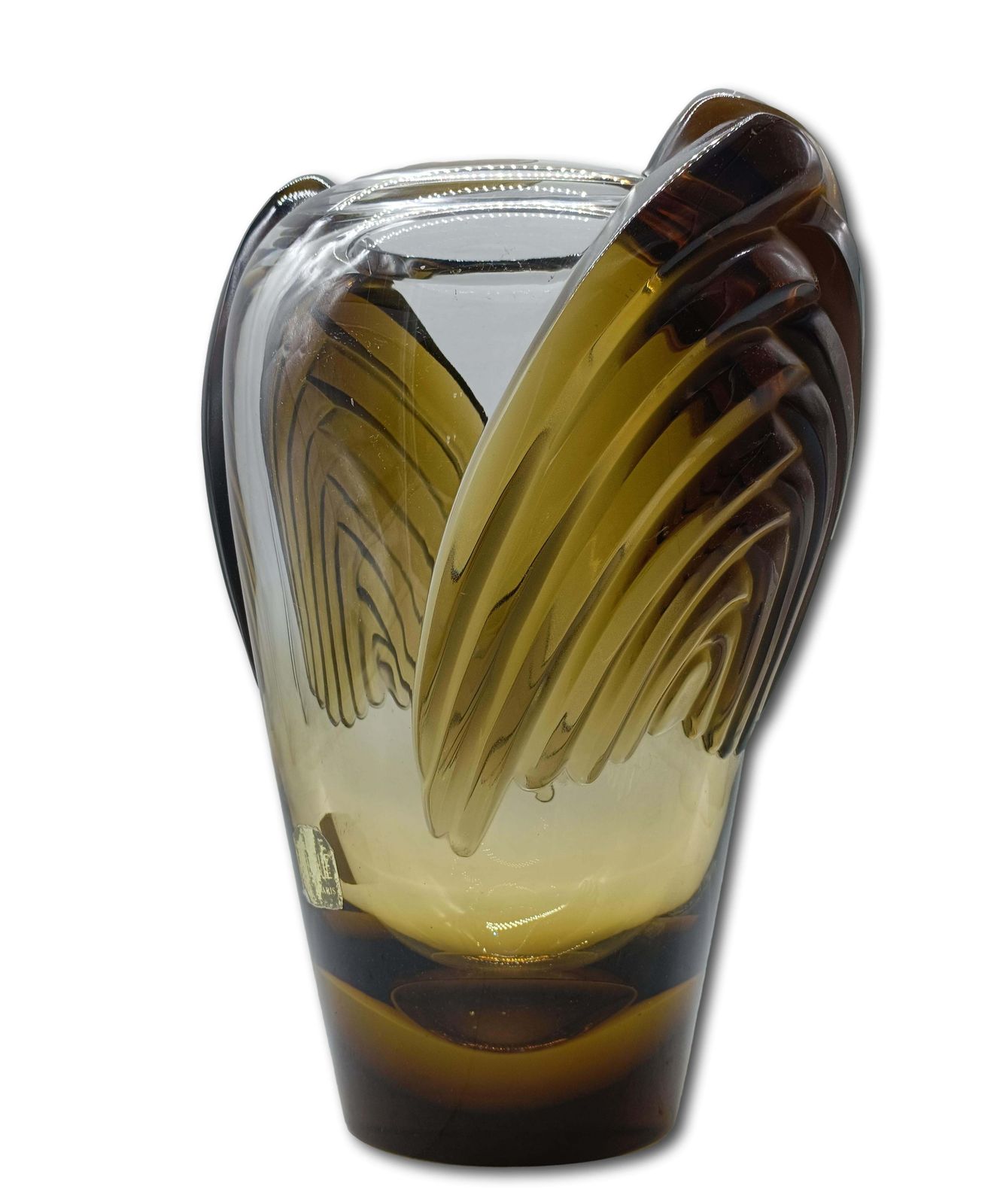 Marie Claude Lalique For Lalique Paris Amber Crystal Vase "Marrakech," 1970s photo for sale