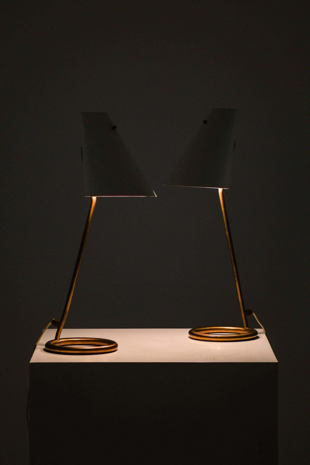 Pair Of Table Lamps In Brass, Lacquer And Metal By Hans Agne Jakobsson, 1950s photo vinterior