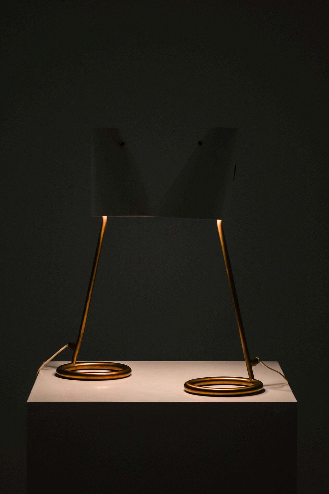 Pair Of Table Lamps In Brass, Lacquer And Metal By Hans Agne Jakobsson, 1950s photo vintage