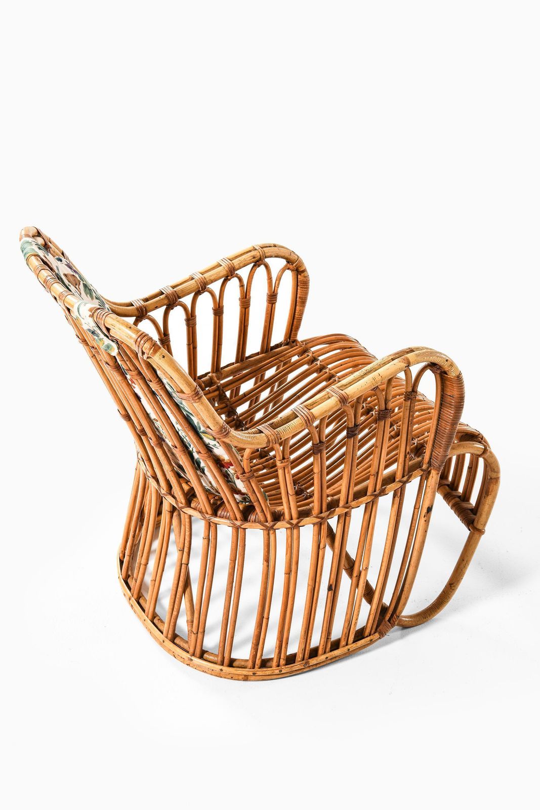 Pair Easy Chairs In Cane, Fabric & Rattan By Tove & Edvard Kindt Larsen, 1930s photo vinterior
