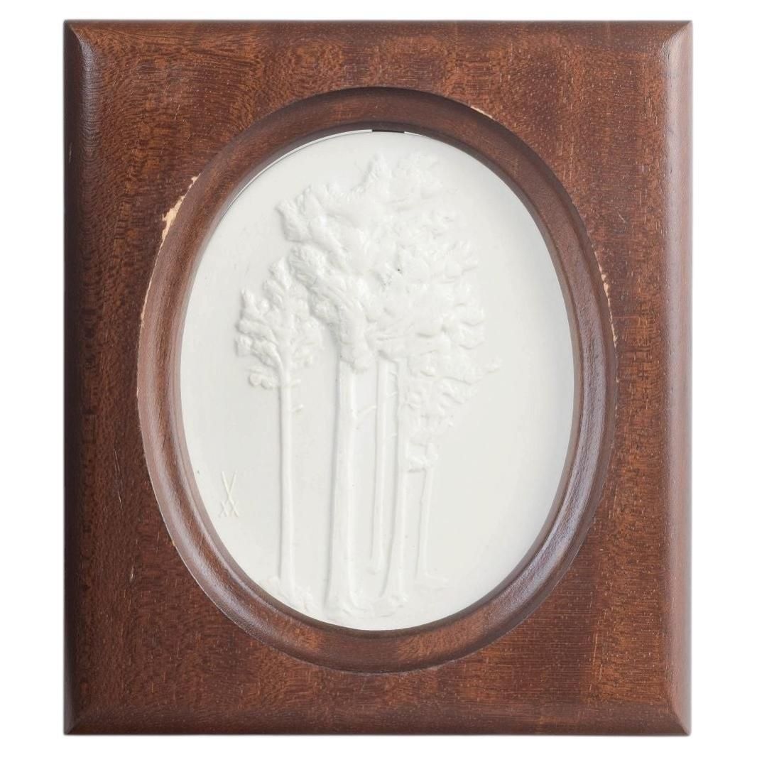 Meissen. Relief Plaque In White Biscuit Porcelain With Motif Of Trees. 1970s