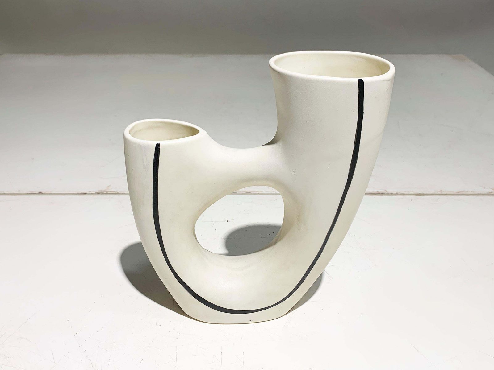 Atelier Revernay Mid Century Double Neck Ceramic Vase, Circa 1950 photo furniture