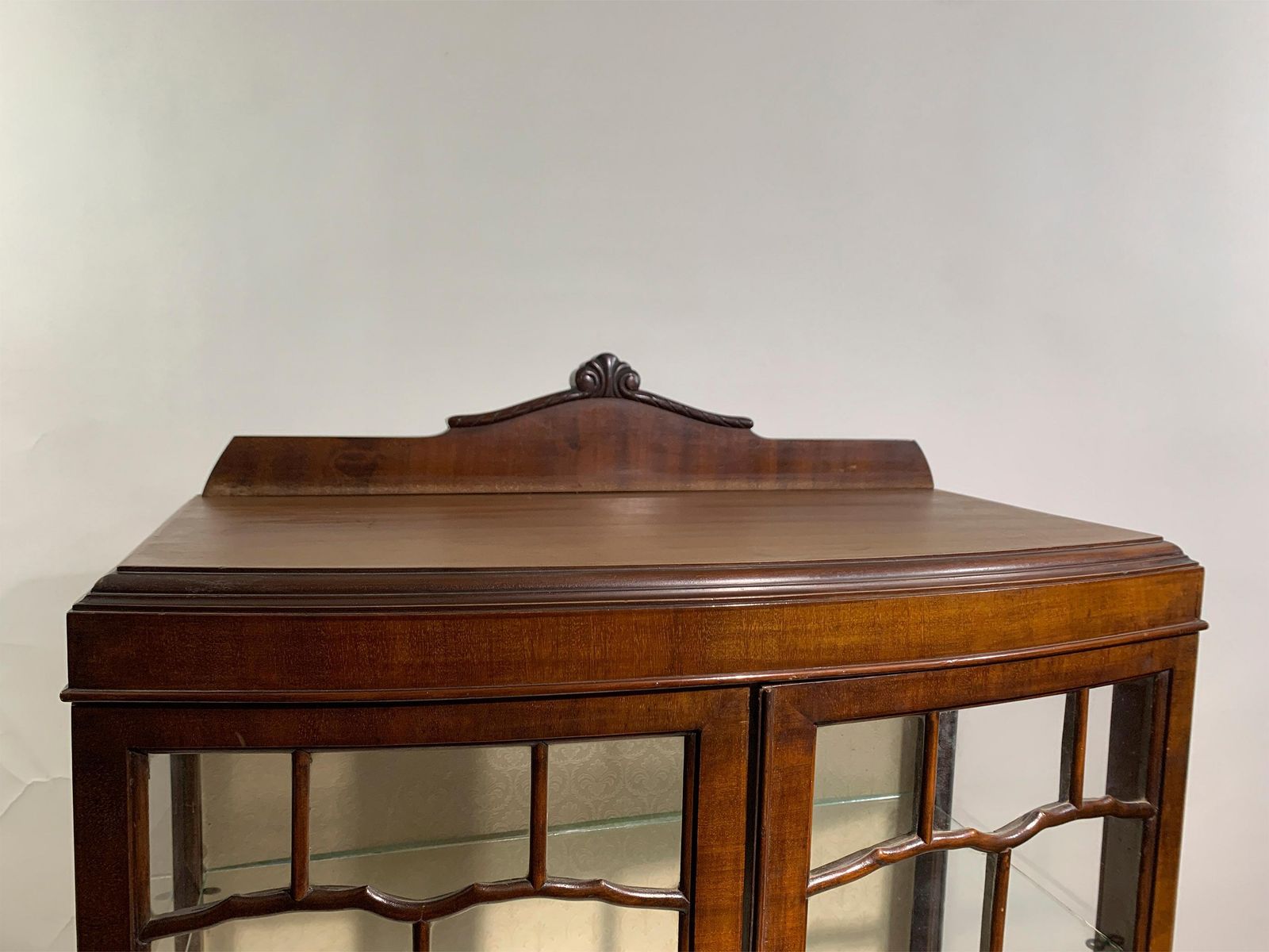 Edwardian Chippendale Bow Front Display Cabinet With Ball & Claw Feet, Circa1910 photo vintage