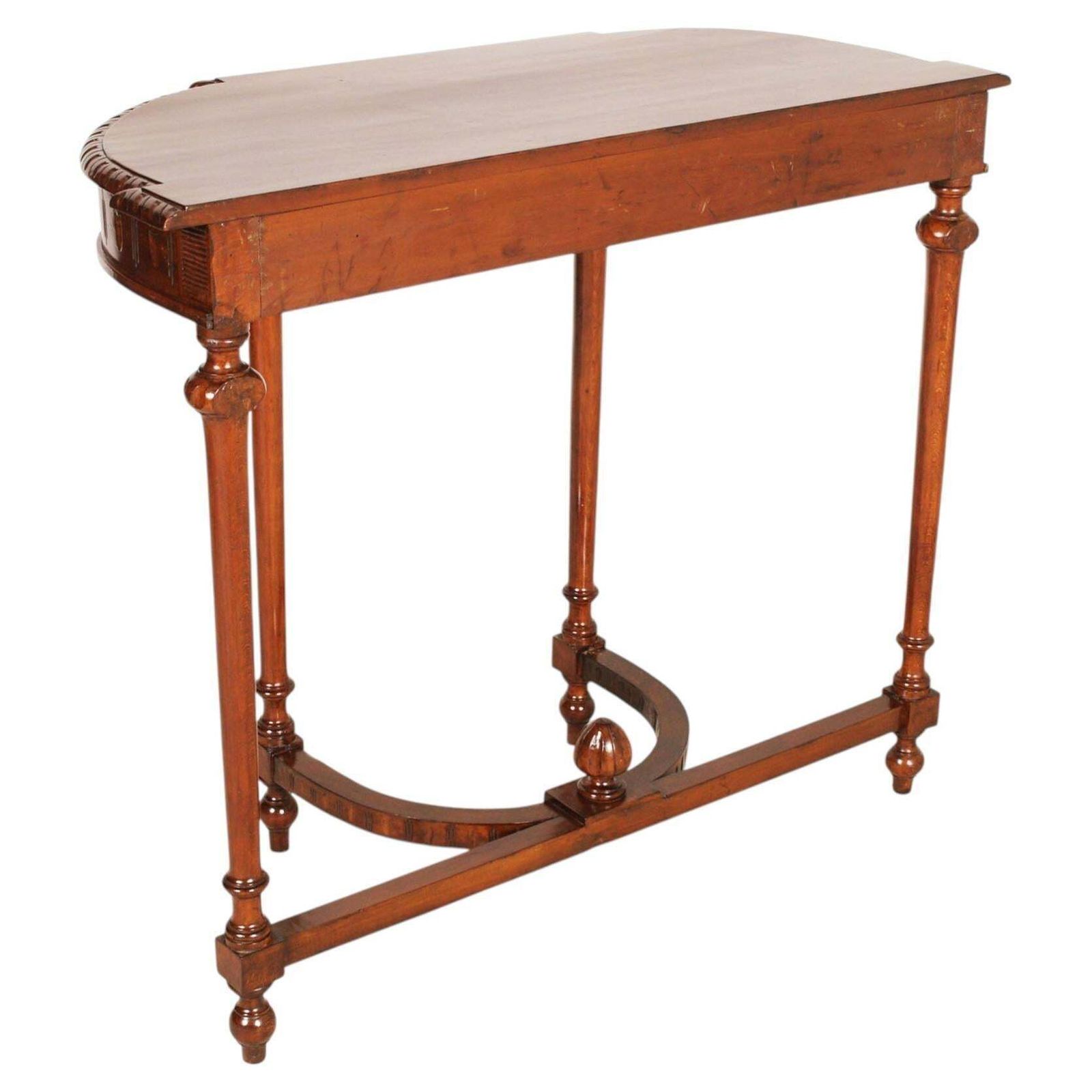 Console demi-lune en noyer par Bassano's Ebanistery, cirée photo buy