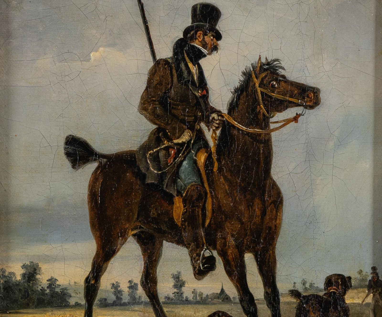 Attribué à Carle Vernet (1758-1836), peinture française à l'huile sur toile, Le chasseur bredouille photo for sale