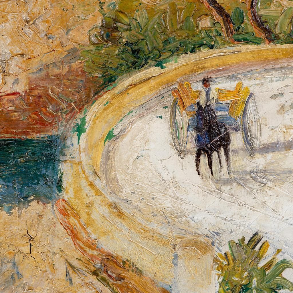 Cart On The Mediterranean Coast, Oil On Canvas – Alexis Gritchenko (1883 1977) photo Art