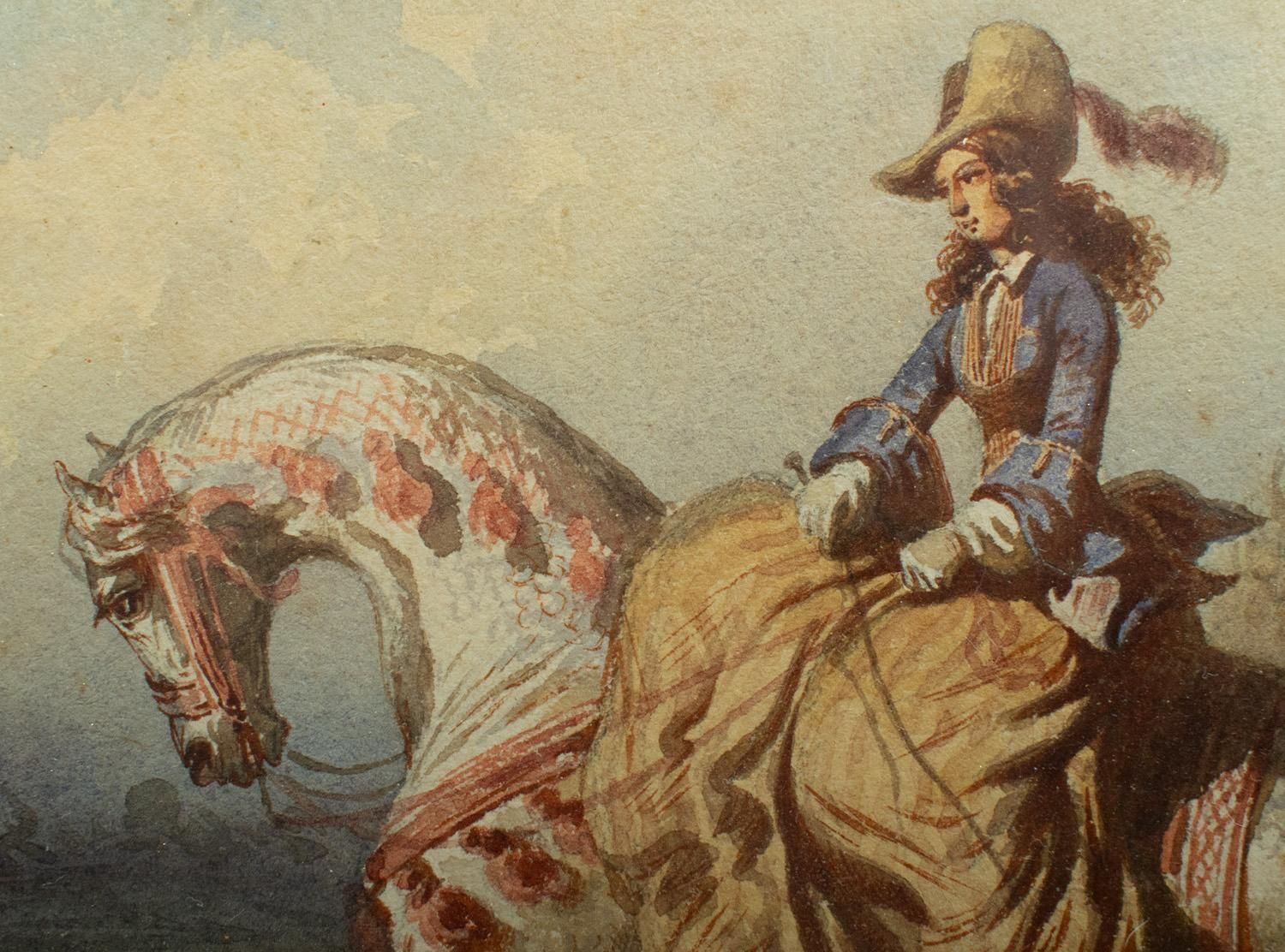 Théodore Fort (1810-1896)   Paire d'aquarelles   Élégantes amazones à cheval photo buy