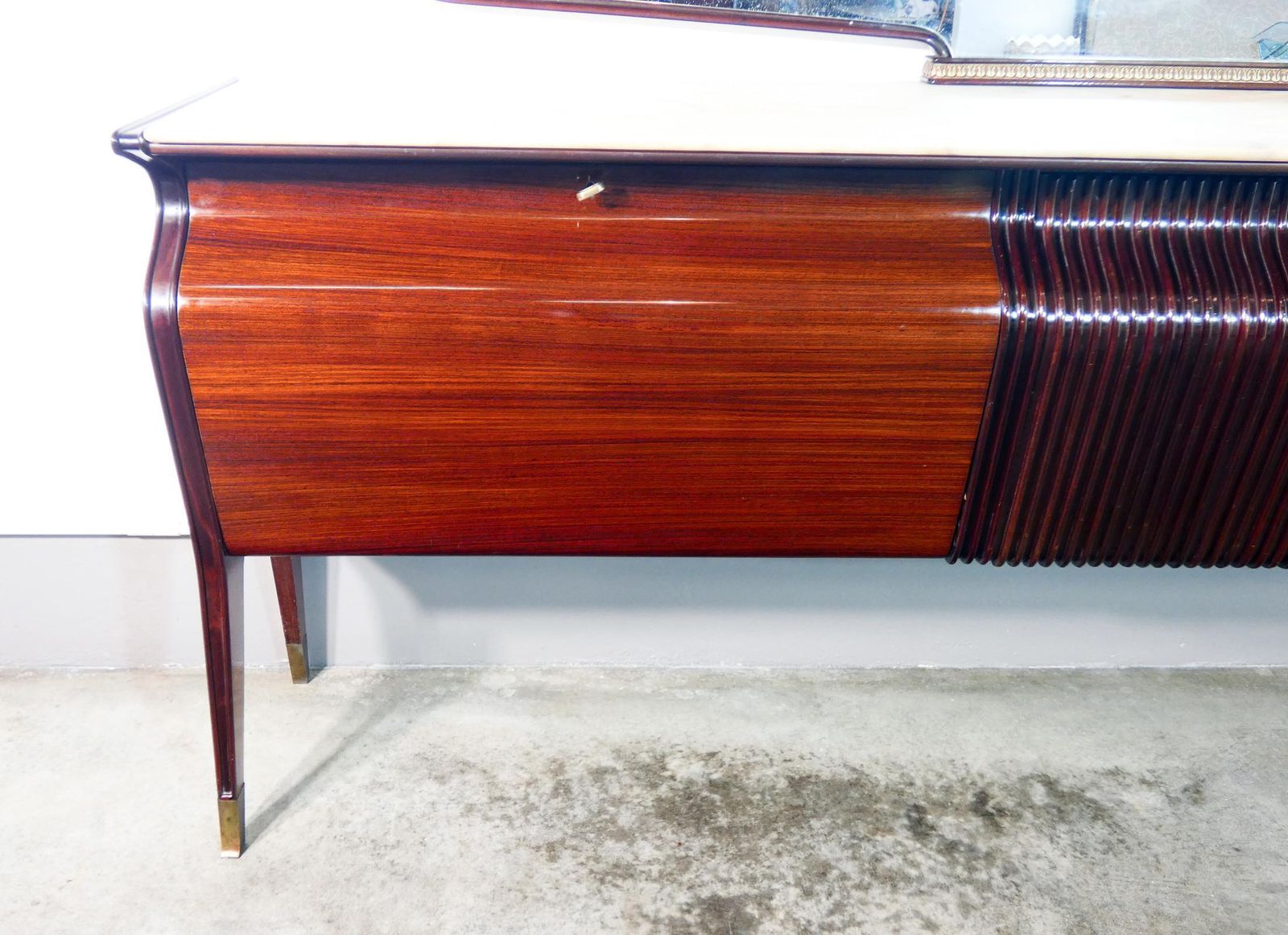 Buffet Enfilade With Mirror, Design Attributed To Osvaldo Borsani. Italy, 1950s photo vintage