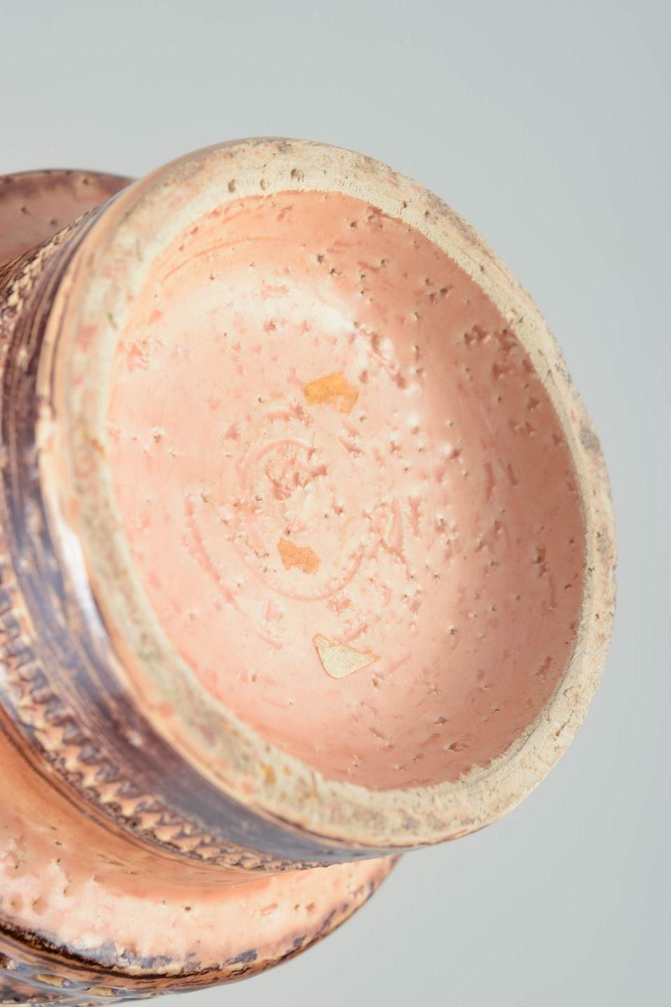 Vase « Sahara » en grès à glaçure en relief orange et brun, par Aldo Londi pour Bitossi photo Décoration