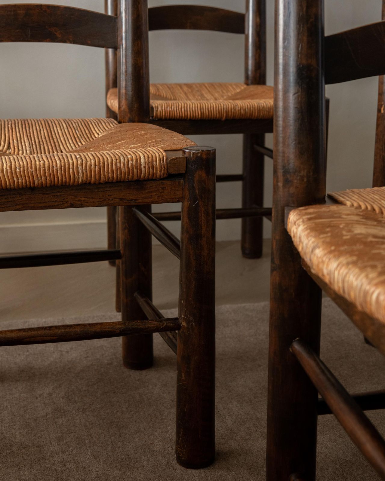 photo for sale Vintage French Brutalist Dining Chairs By Georges Robert, 1950s, Set Of 6