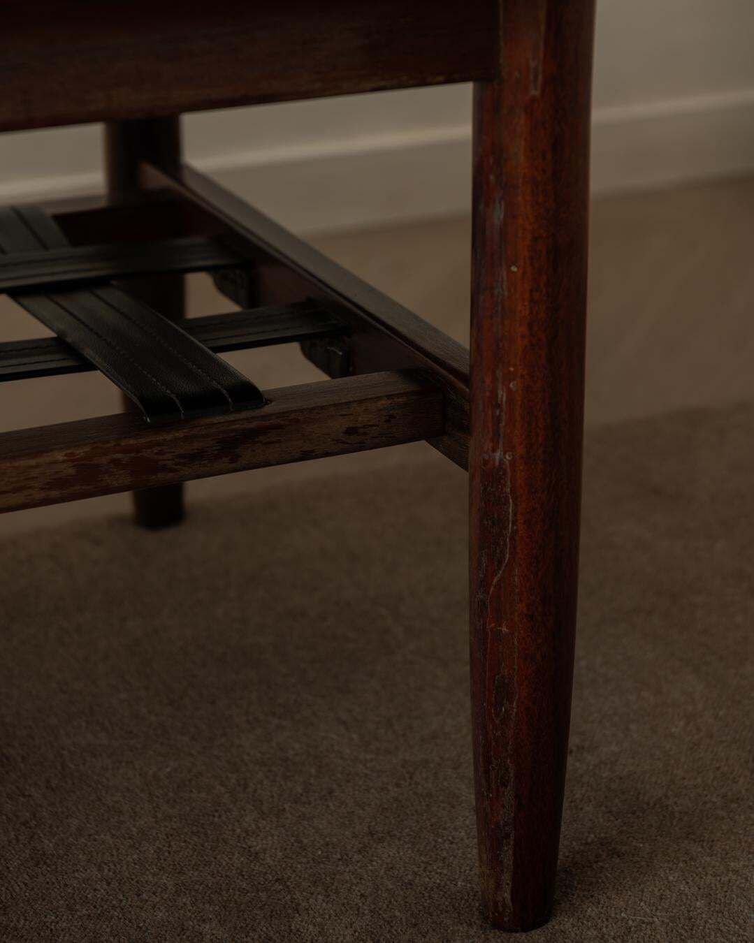 photo buy Rosewood Coffee Table With Leather Magazine Shelf By Topform, Mid Century, 1960s