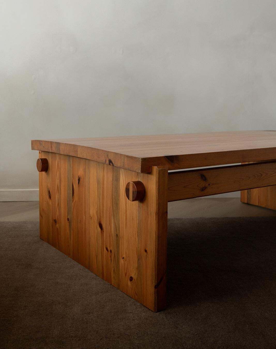 Dymling Pine Coffee Table By Yngve Ekström For Swedese Swedish Brutalist 1970s photo vintage