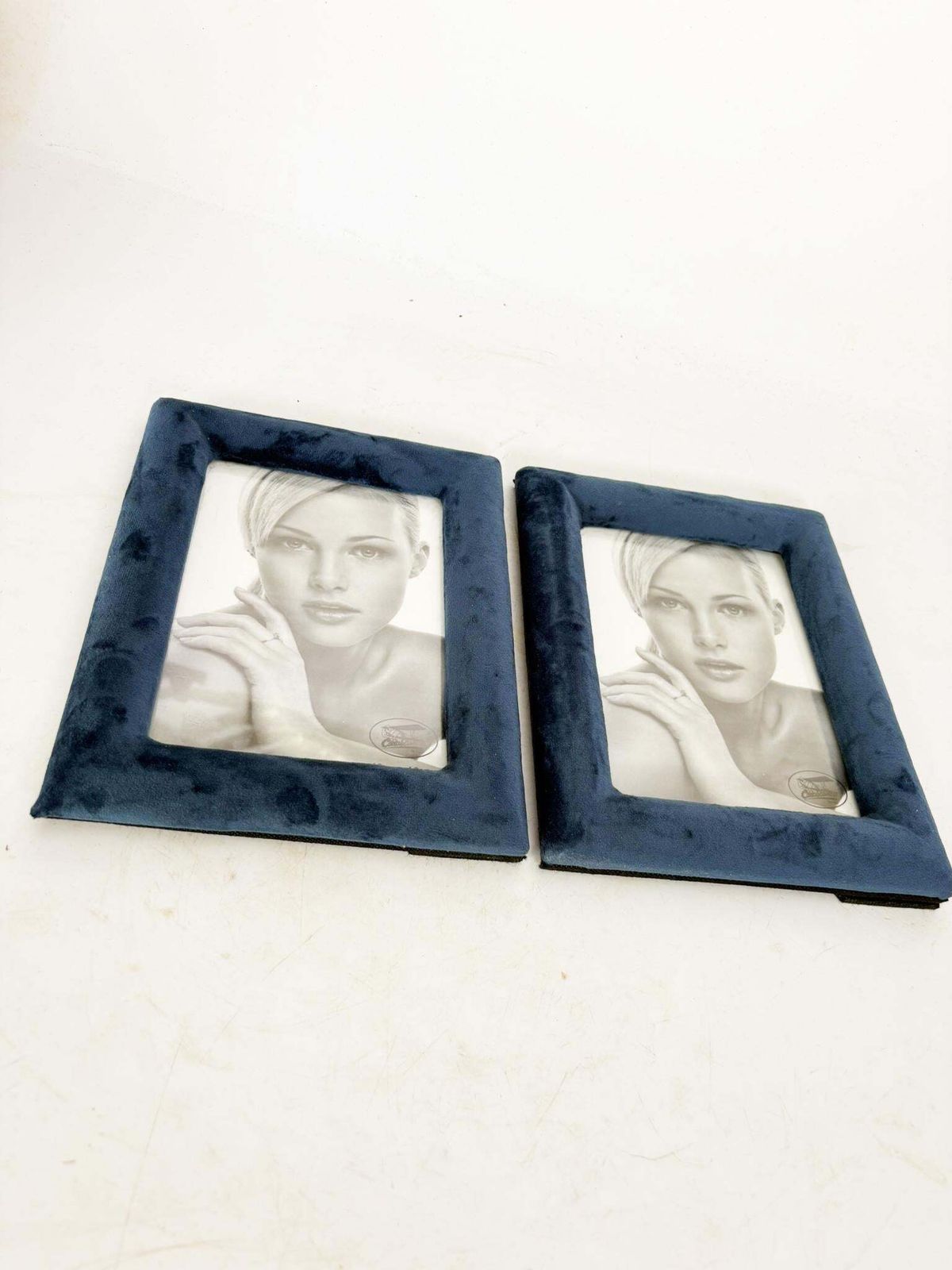 Pair Of Blue Velvet And Glass Frames, France, 1990 photo buy