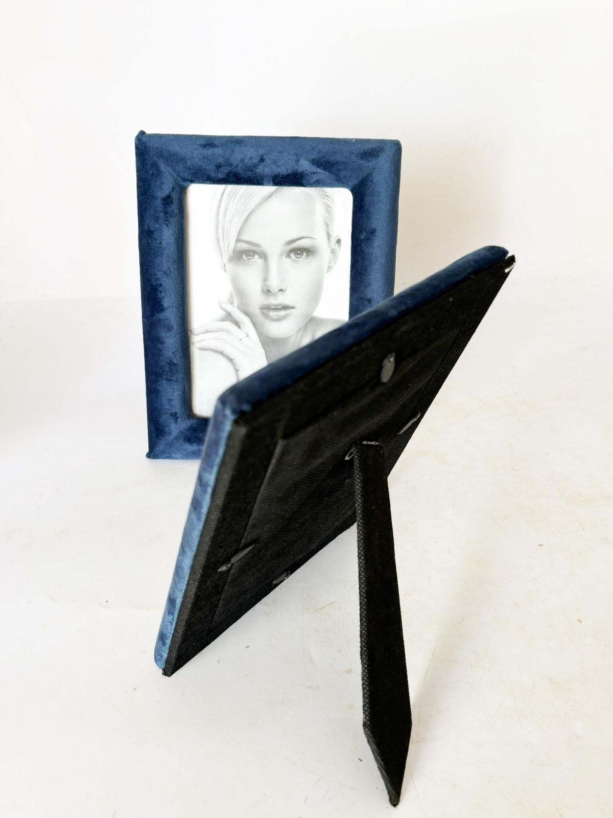 Home Decor Pair Of Blue Velvet And Glass Frames, France, 1990 photo