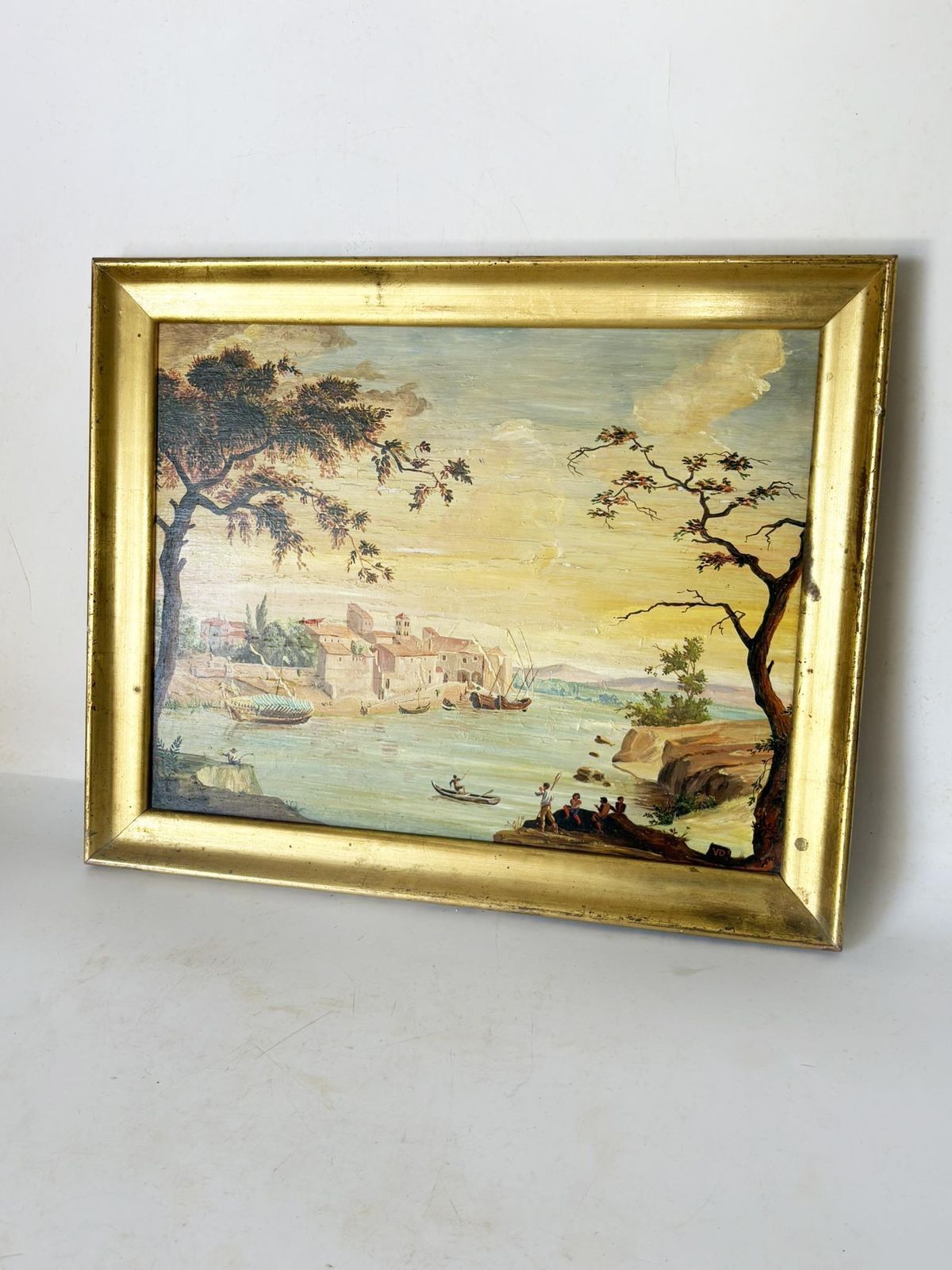 Painting Of A Boat Scene, Oil On Panel, Signed, France, Early 20th Century photo Art