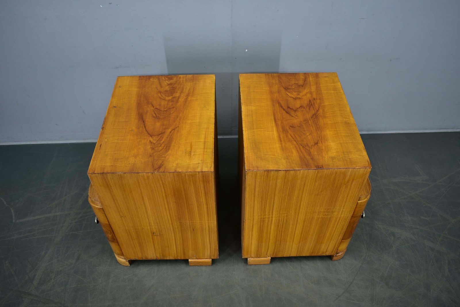 Furniture 1937s Pair Of Art Deco Bedside Tables, Czechoslovakia photo