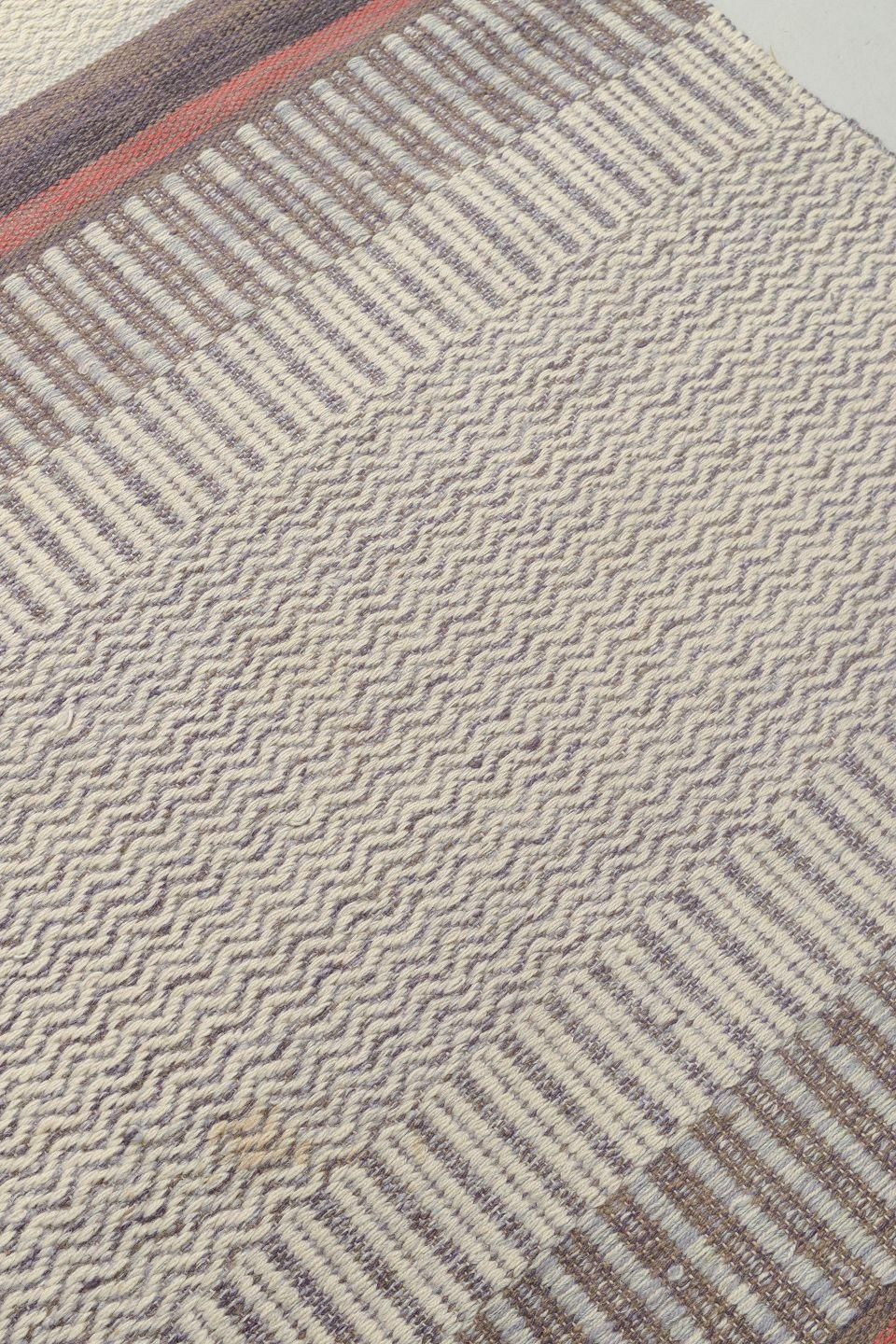 Scandinavian Textile Designer. Handwoven Rug In Pure Wool, 1970s photo for sale