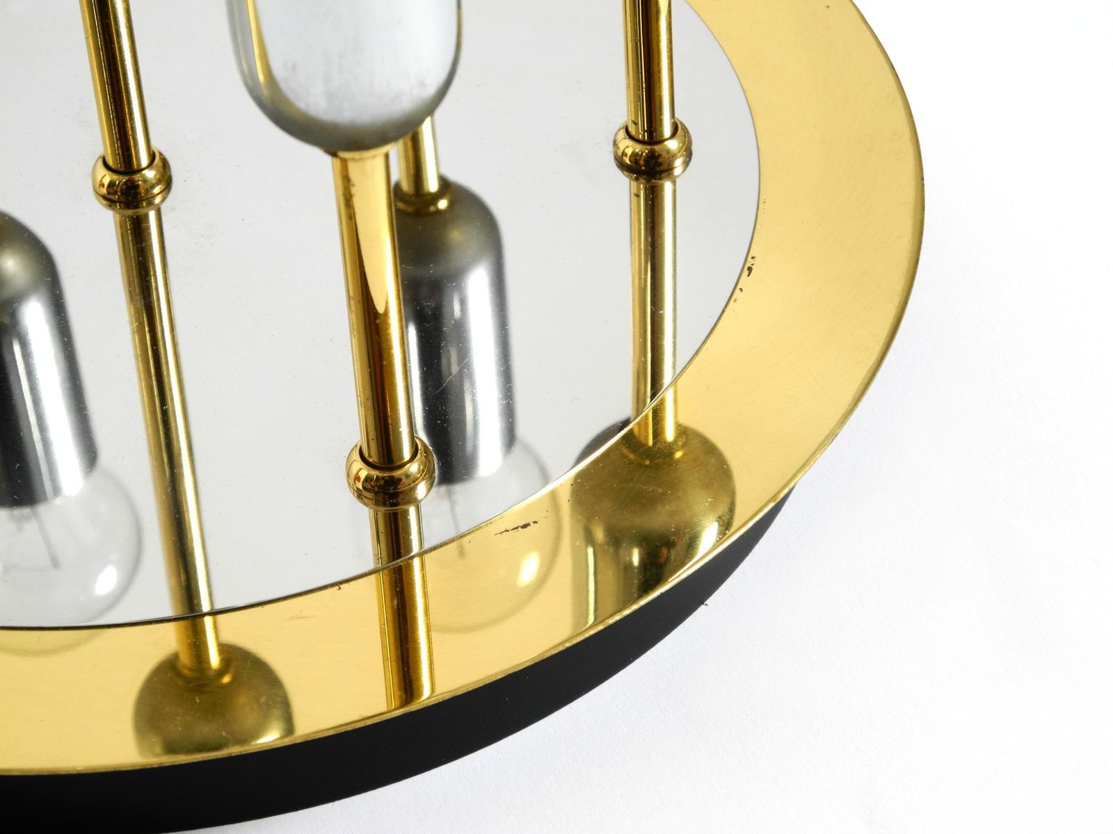 1980s Post Modern Ceiling Lamp By H. Schmidt Leuchtenfabrik, In Brass And Chrome photo buy