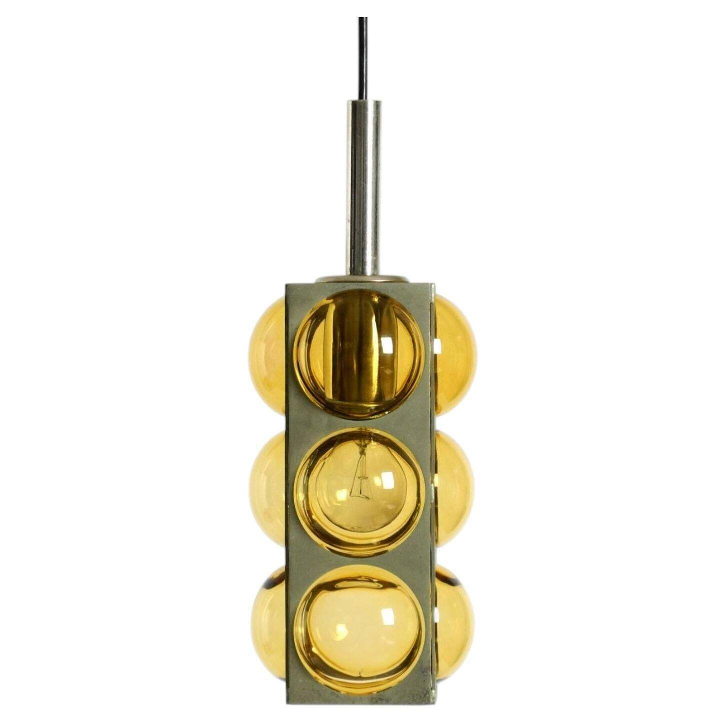 1960s Space Age Pendant Lamp By Temde Made Of Glass And Nickel Plated Metal
