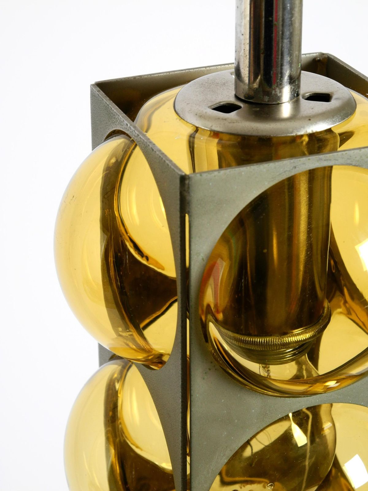 photo buy 1960s Space Age Pendant Lamp By Temde Made Of Glass And Nickel Plated Metal