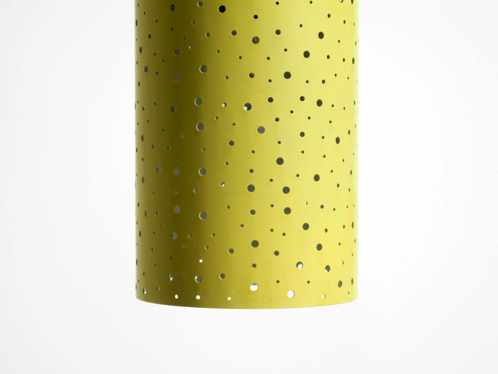 photo buy 50s Pendant Lamp In Perforated Metal, Mustard Yellow, Ernest Igl For Hillebrand