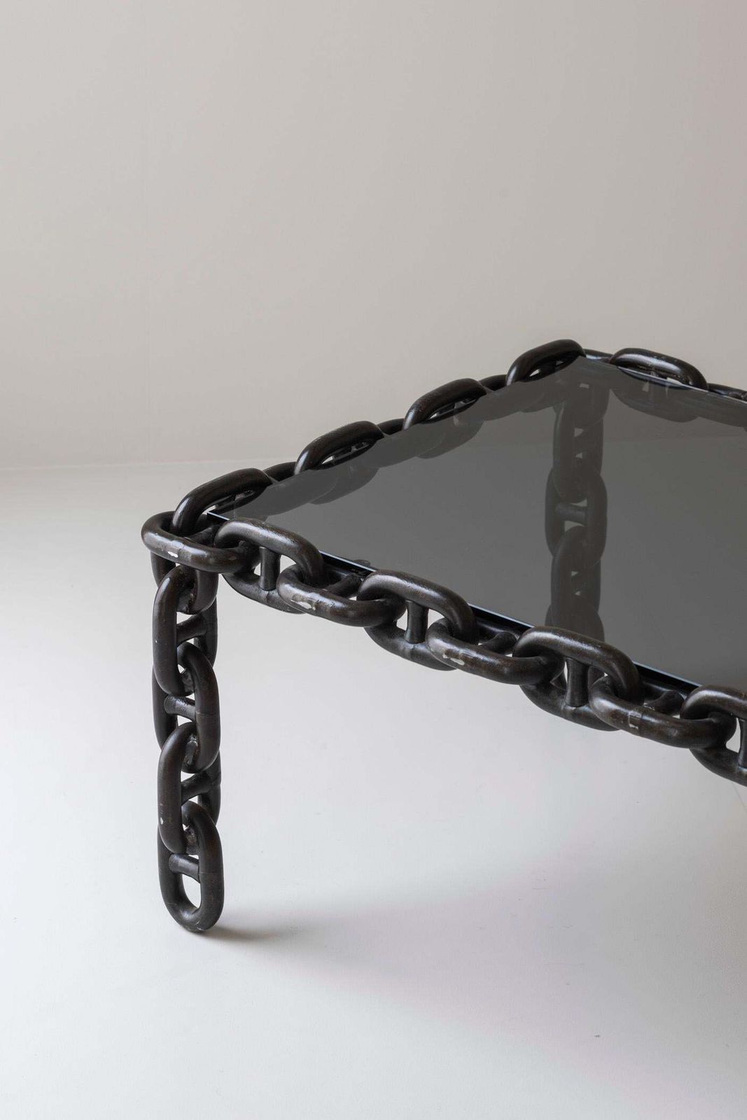 Exceptional Artisan Chain Link Coffee Table, Belgium 1970s. photo for sale