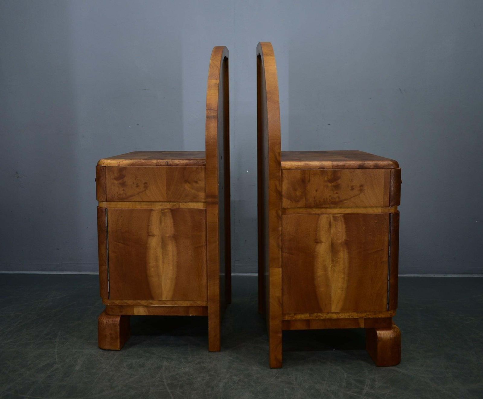Furniture 1934s Pair Of Art Deco Bedside Tables, Czechoslovakia photo